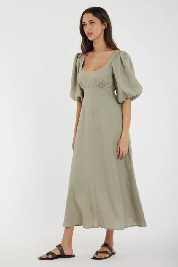 Romilly Linen Midi Dress - Sage