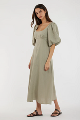 Romilly Linen Midi Dress - Sage