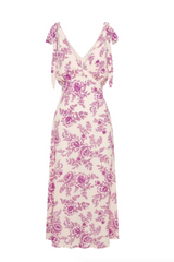 Maeve Tie Shoulder Midi Dress - Magenta Floral