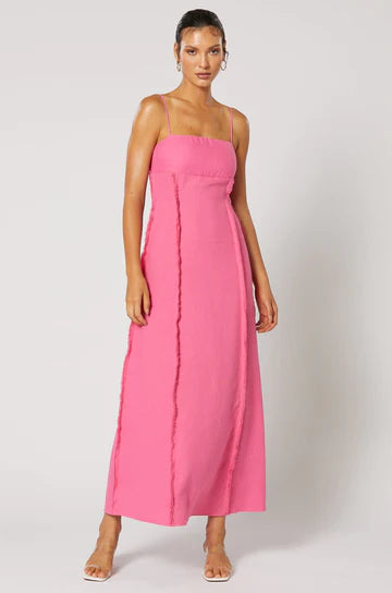 Siesta Raw Maxi Dress - Pink