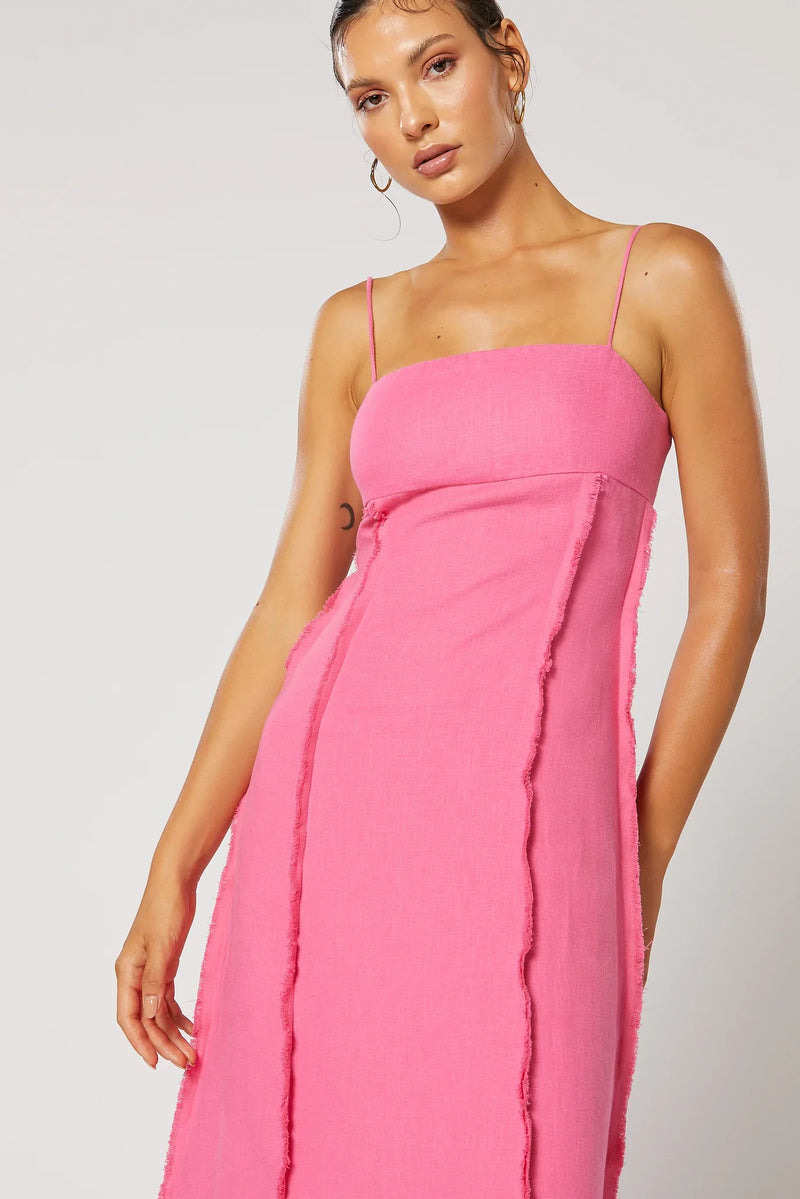 Siesta Raw Maxi Dress - Pink