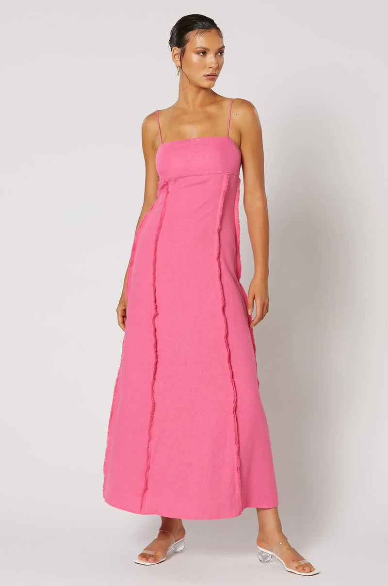 Siesta Raw Maxi Dress - Pink