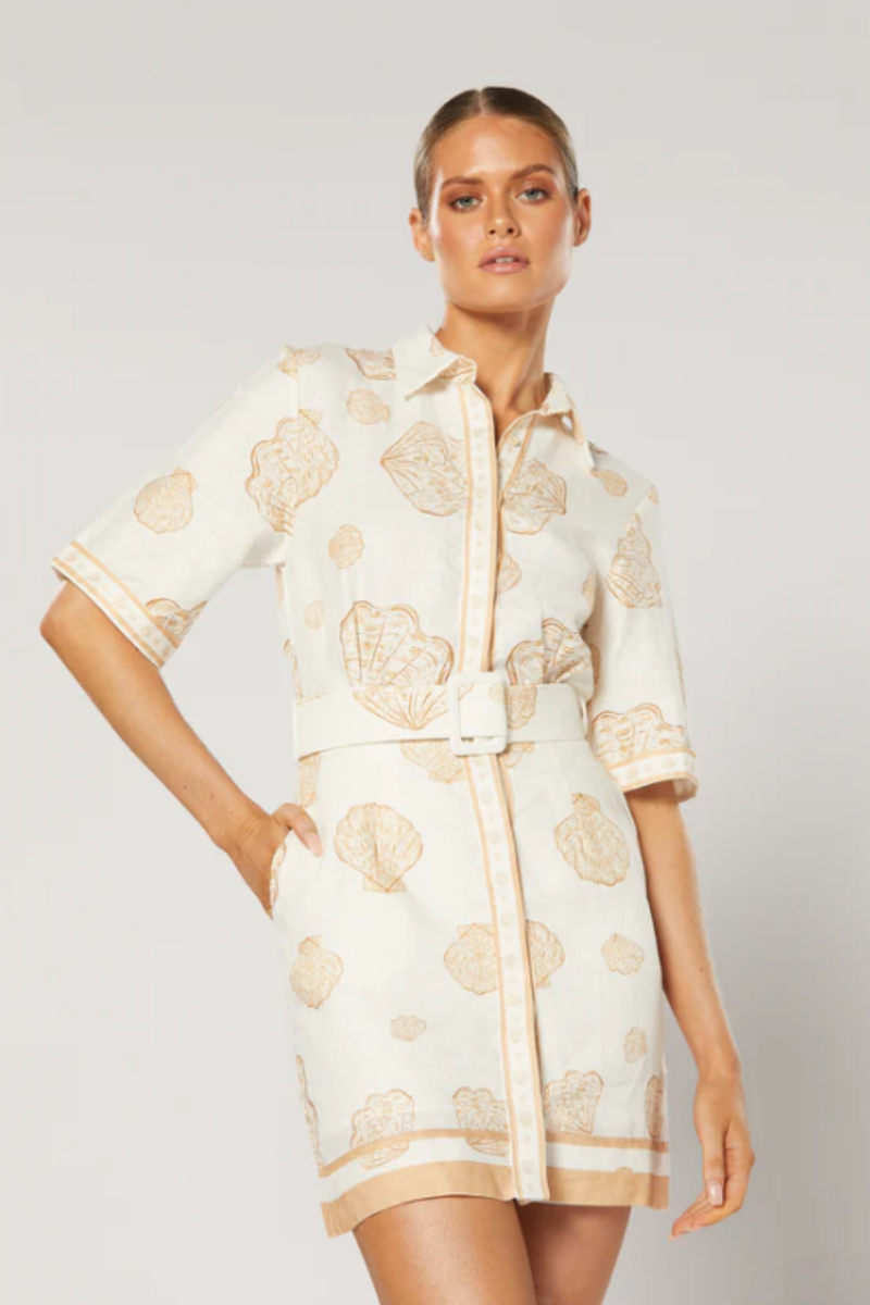 Coralia Short Dress - Shell Print