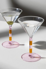 Two Striped Martini Glasses