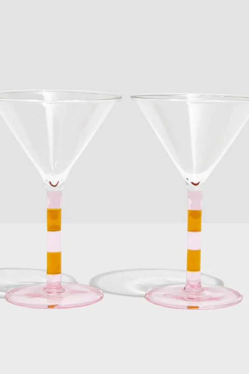 Two Striped Martini Glasses