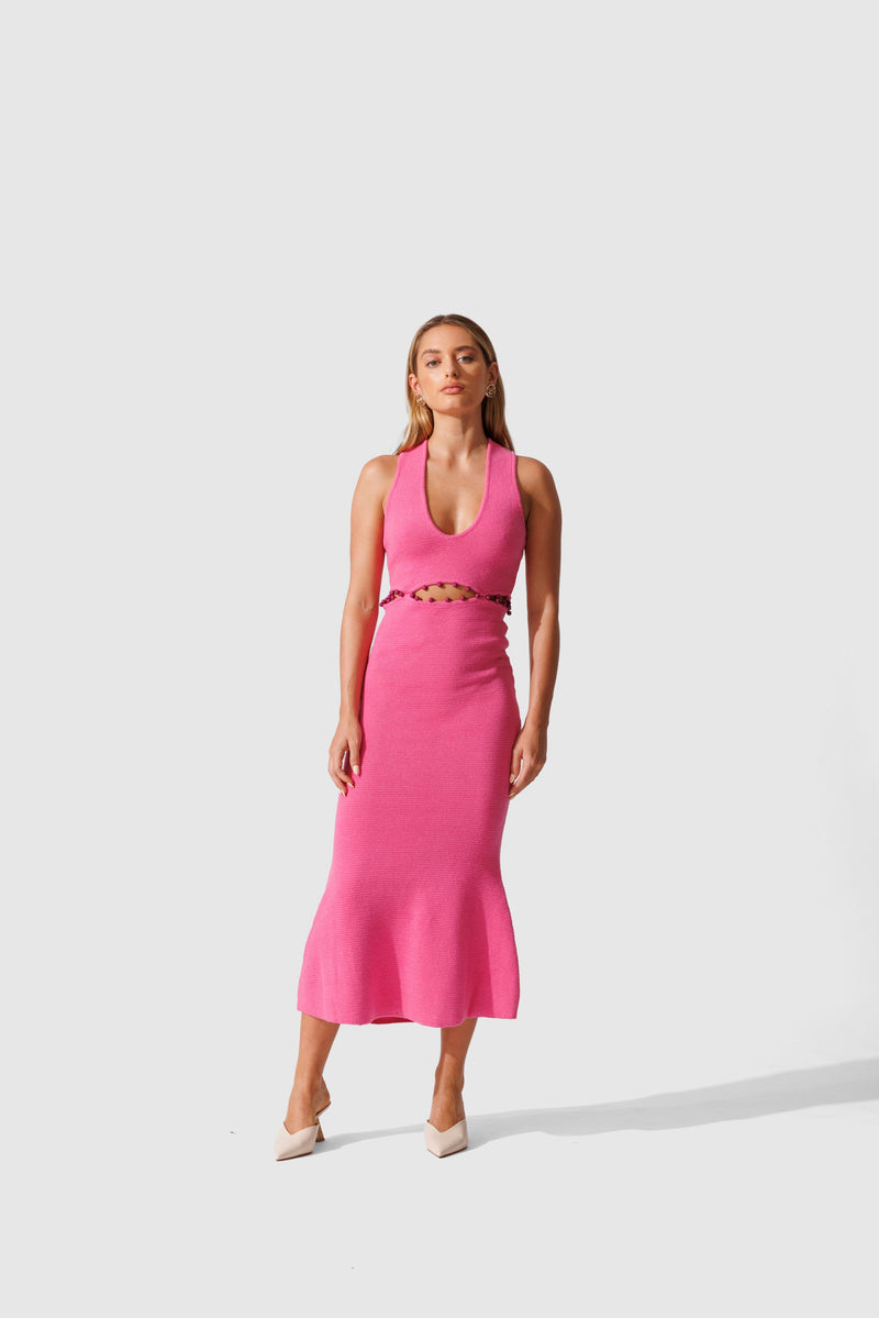 Venus Knit Maxi Dress - Flamingo