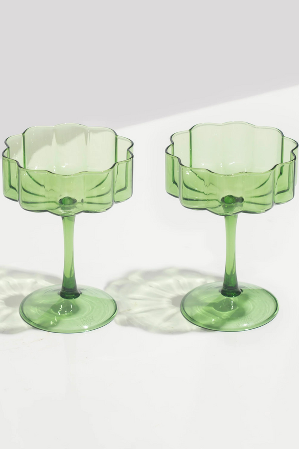 TWO x WAVE COUPE GLASSES - GREEN