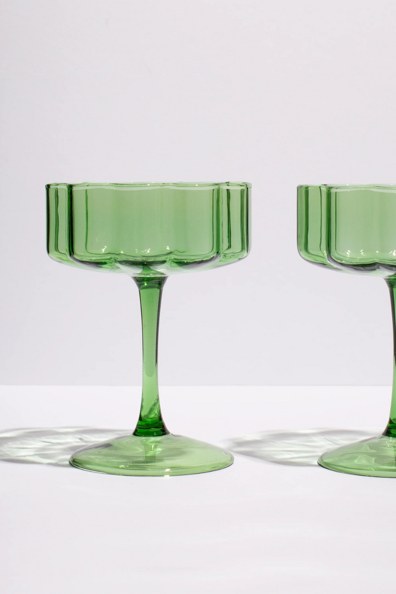 TWO x WAVE COUPE GLASSES - GREEN