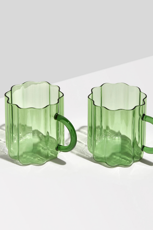 TWO x WAVE MUGS - GREEN