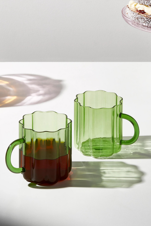 TWO x WAVE MUGS - GREEN