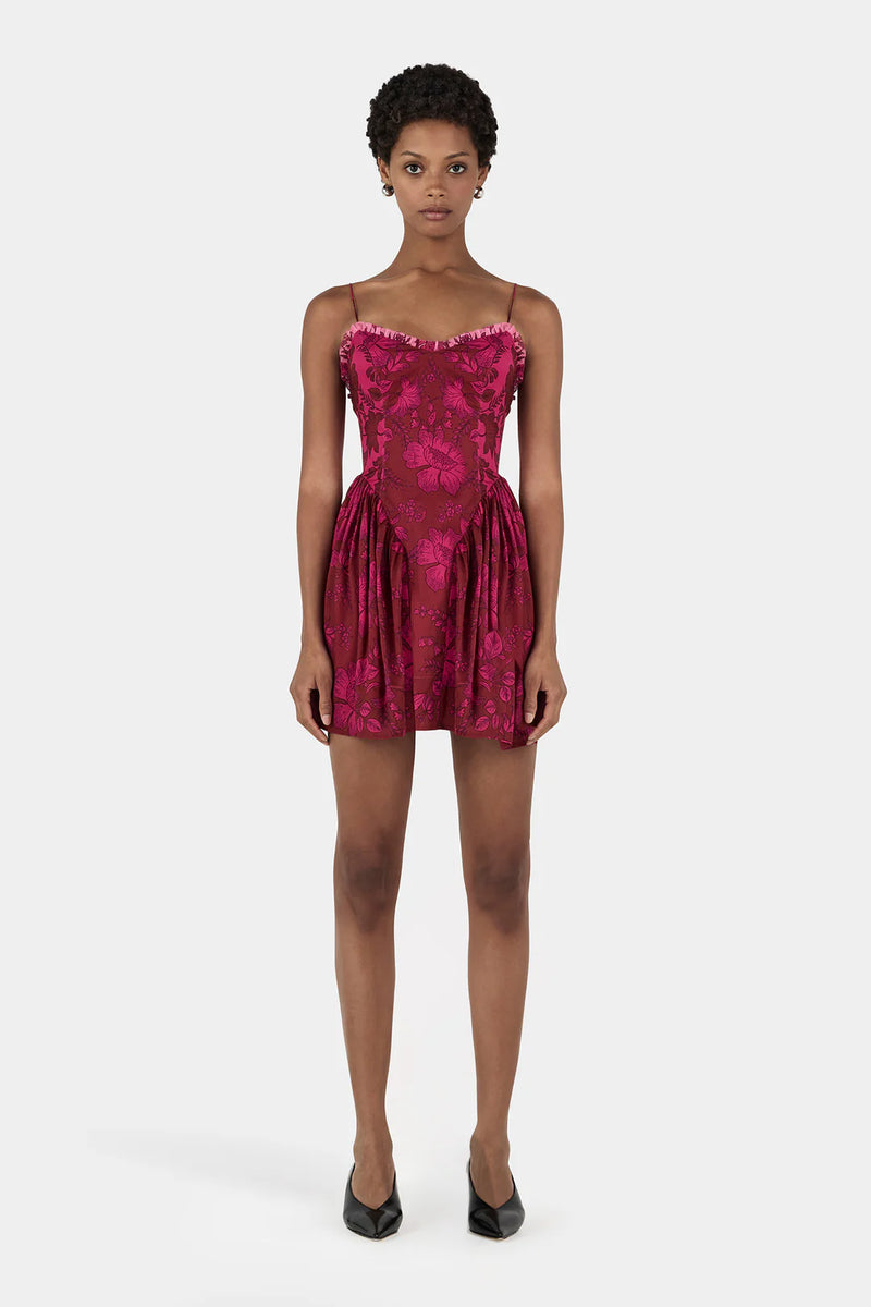 CORDELIA MINI DRESS - MAGENTA FLORAL