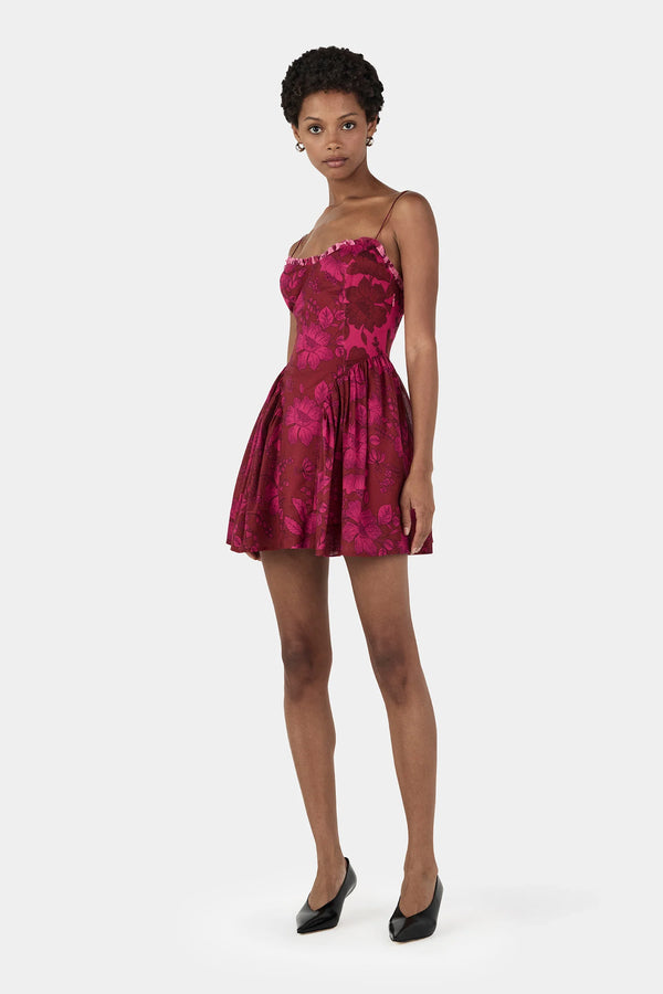 CORDELIA MINI DRESS - MAGENTA FLORAL