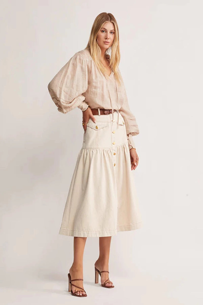 Oasis Denim Skirt - Ivory