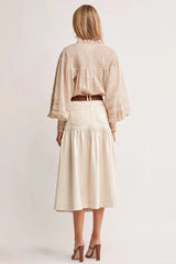 Oasis Denim Skirt - Ivory