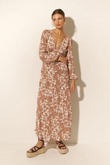 Milano Tie Back Maxi Dress - Walnut