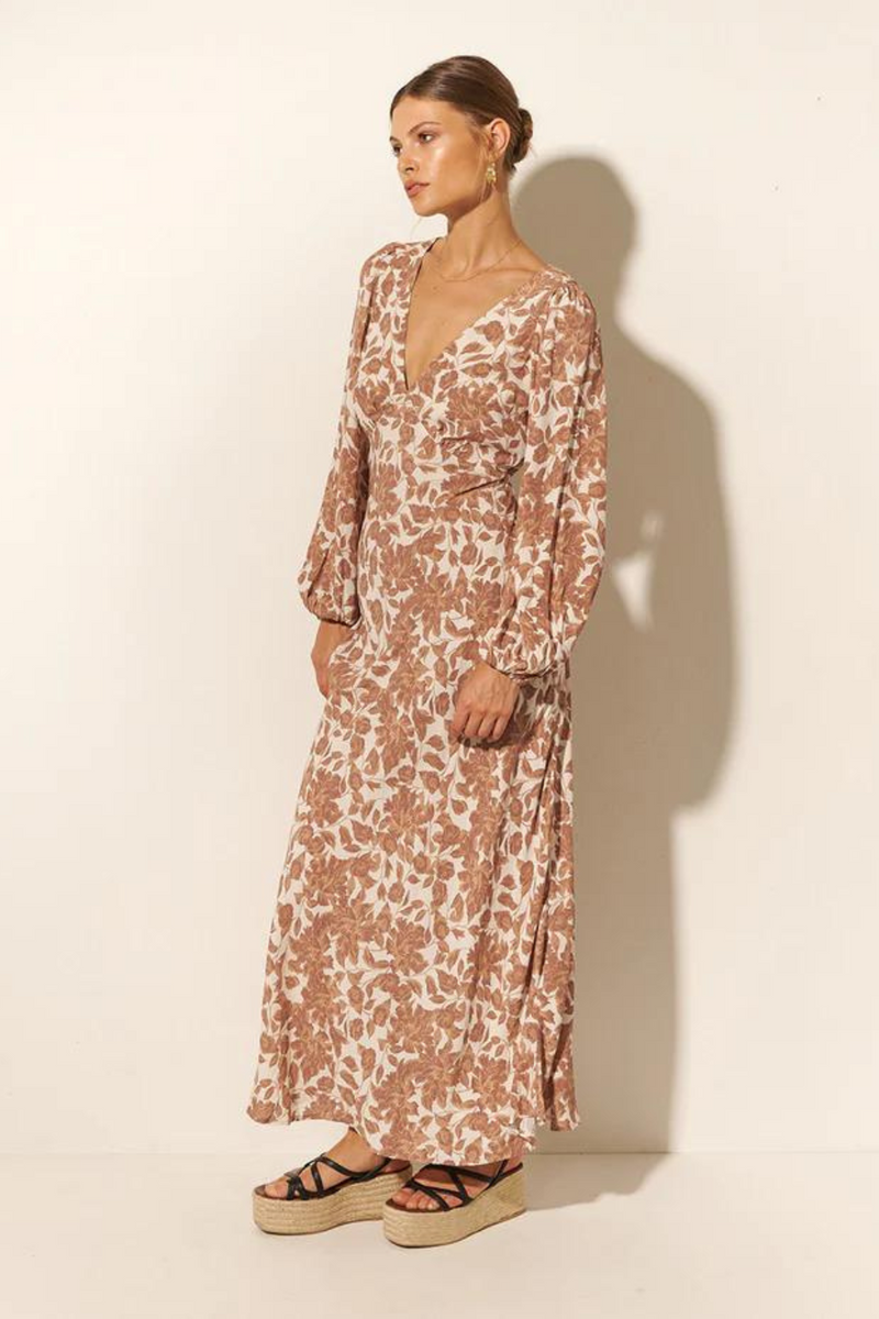 Milano Tie Back Maxi Dress - Walnut