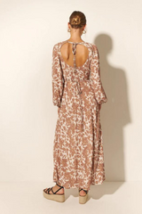 Milano Tie Back Maxi Dress - Walnut