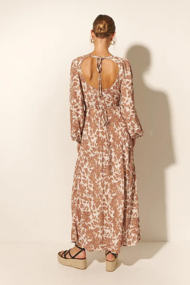 Milano Tie Back Maxi Dress - Walnut