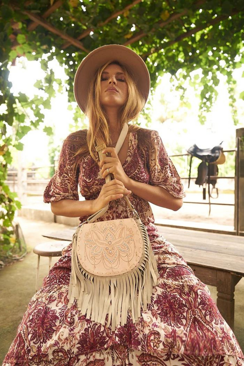 Lotus Mandala Bag - Natural/Pale Grey