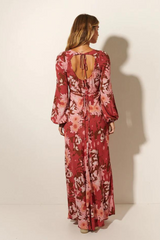 SALE - Hacienda Tie Back Maxi Dress - Burgundy