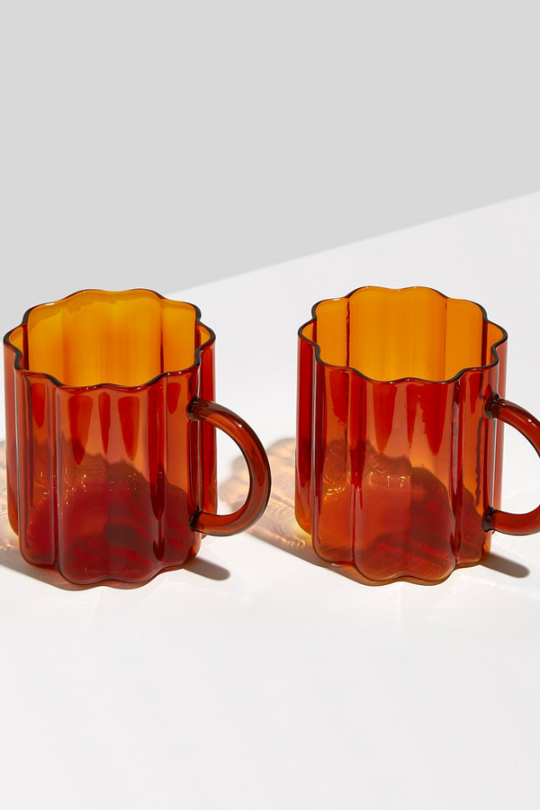 Two X Wave Mugs - Amber