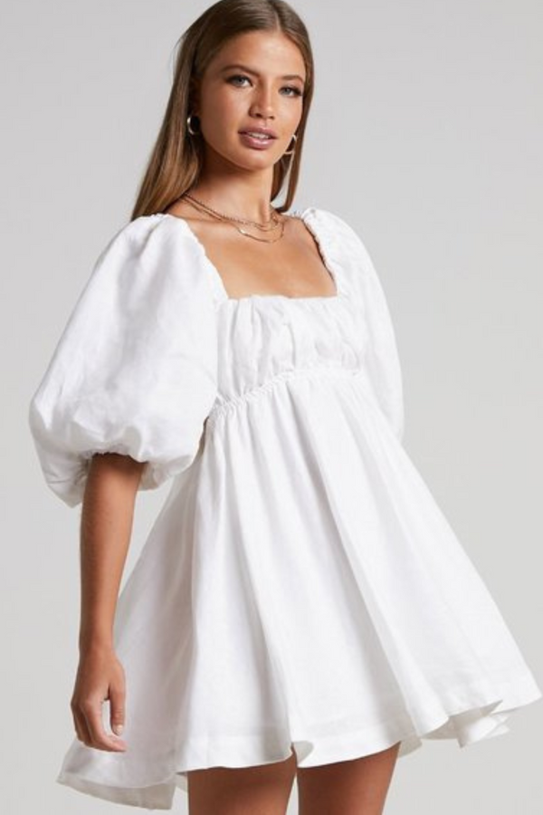 Hamyya Linen Mini Dress - White