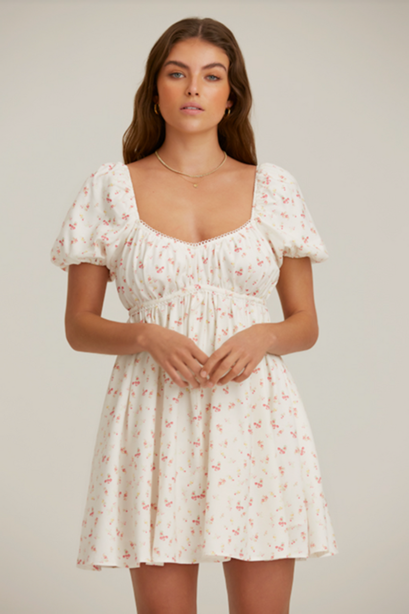 Zadie Mini Dress - White Daisy