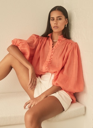 Palms Blouse - Blood Orange