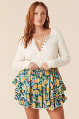 Stella Rib Henley Top - Limestone