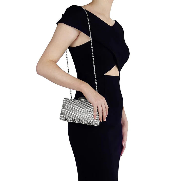 Natasha Ball Mesh Clutch - Silver