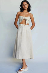 Farah Linen Bandeau Top - Natural