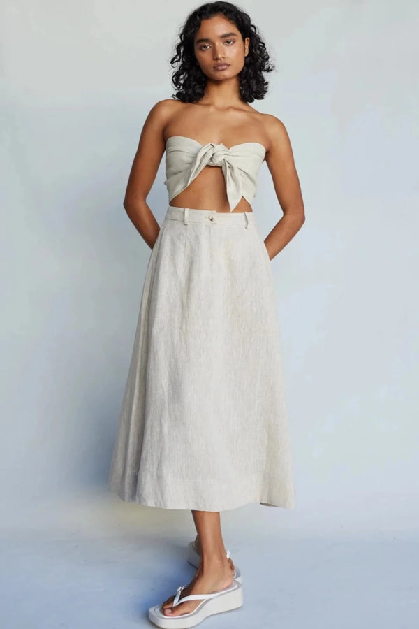 Farah Linen Bandeau Top - Natural