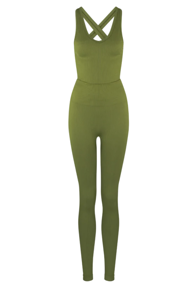 V-Neck CrissCross Tank - Leaf Green
