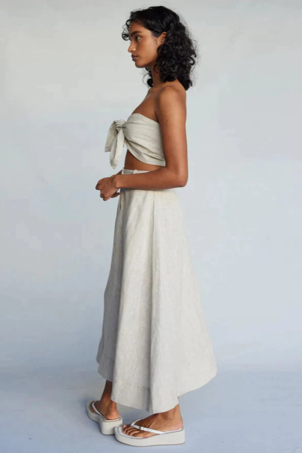 Farah Linen Bandeau Top - Natural