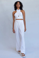 Amrita Linen Halter Top - White