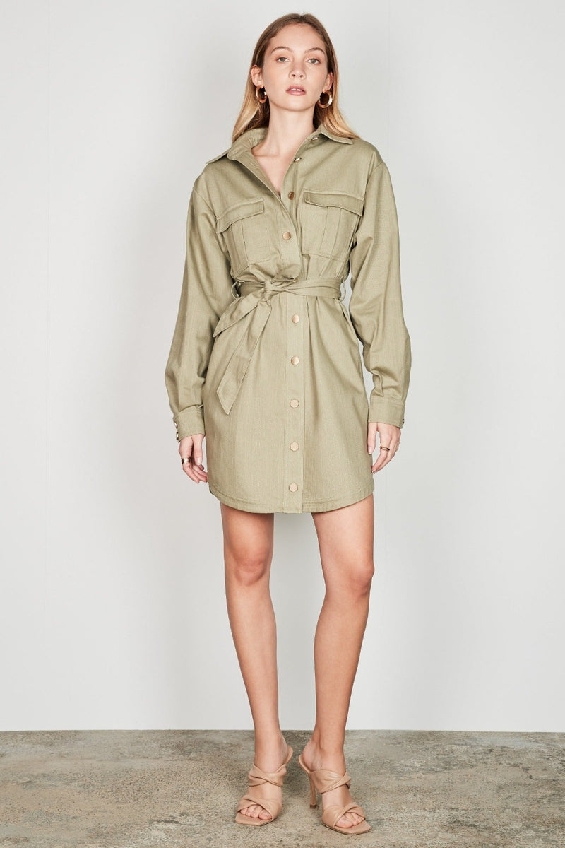 Aster Shirt Dress - Sage