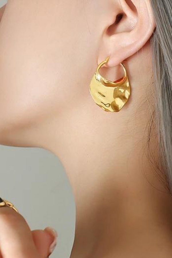 Organic Hoop Earrings - Gold