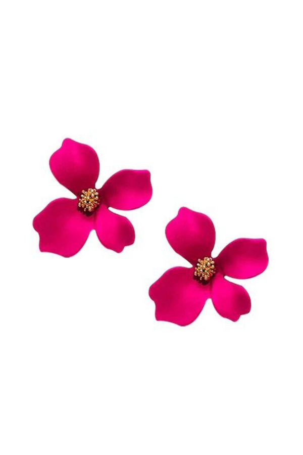 Flower Earrings - Hot Pink