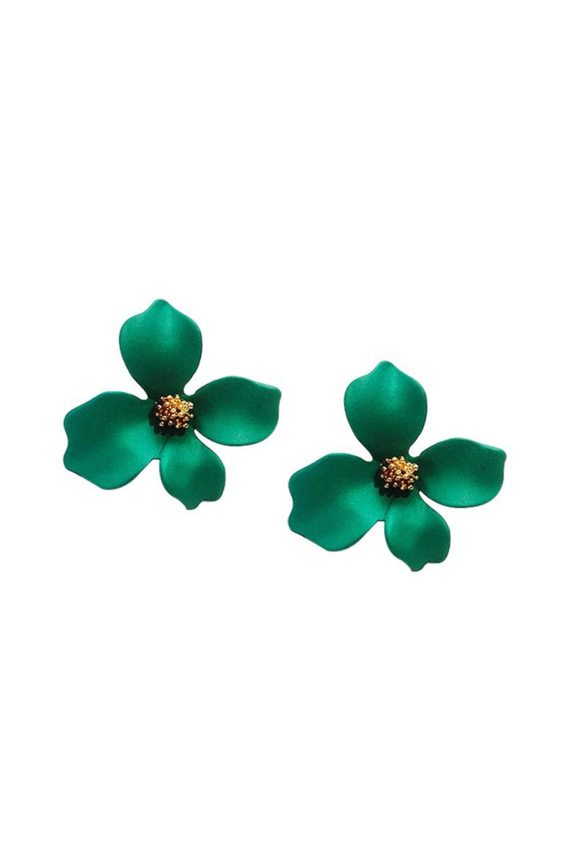 Flower Earrings - Emerald