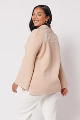 Kaleidoscope Zip Front Knit Jumper - Beige