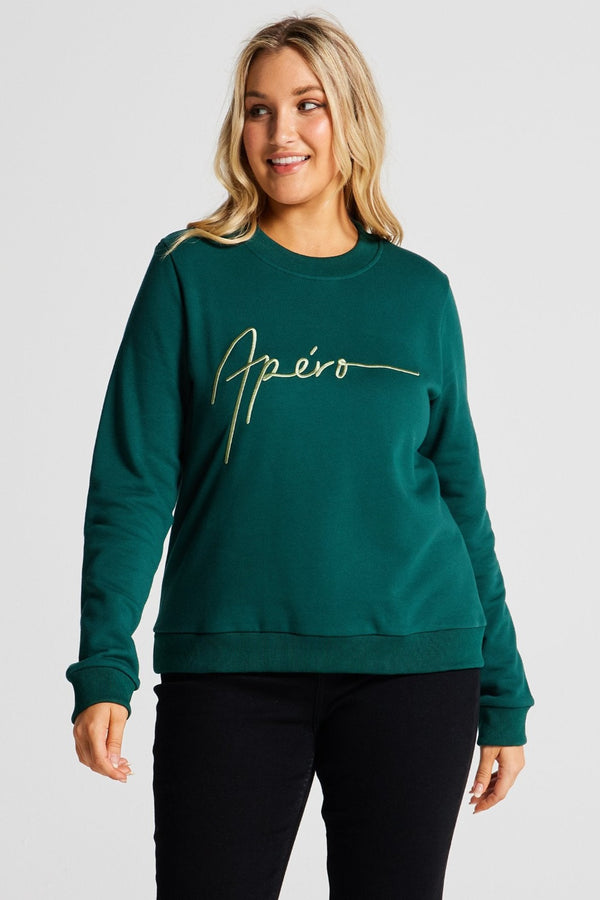 Virtue Embroidered Jumper - Emerald