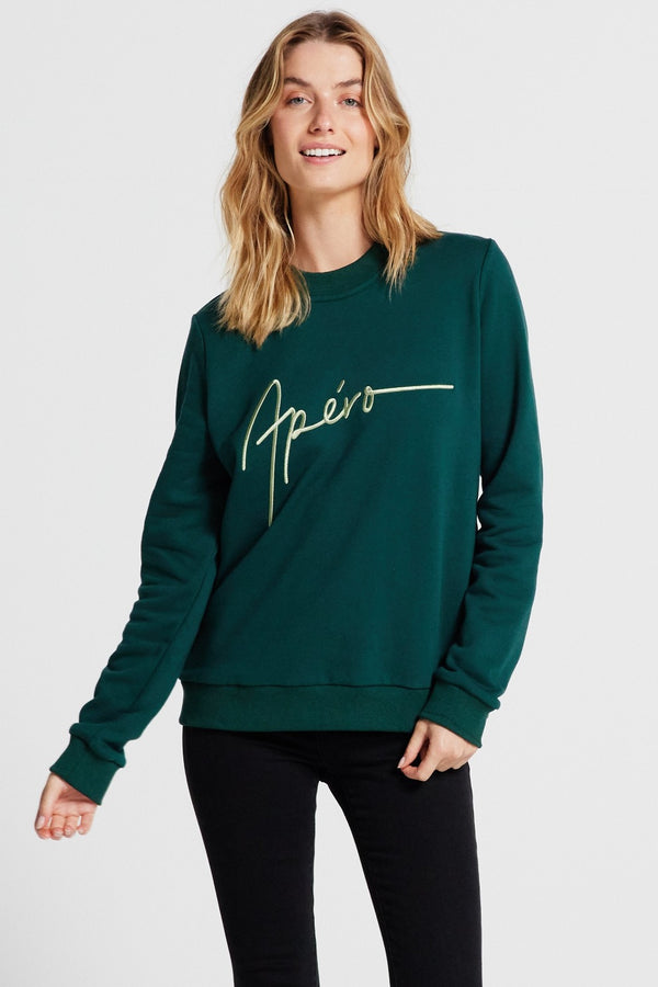 Virtue Embroidered Jumper - Emerald