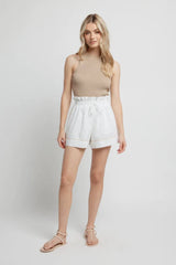 April Linen Swing Short - White/Beige