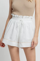 April Linen Swing Short - White/Beige