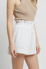 April Linen Swing Short - White/Beige