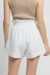 April Linen Swing Short - White/Beige