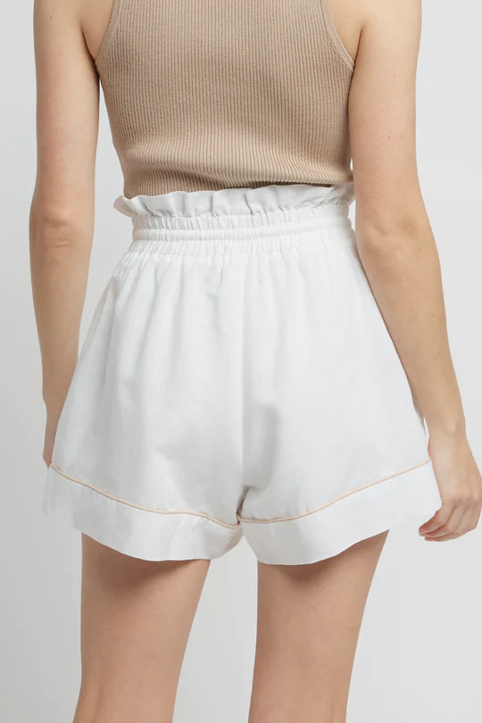 April Linen Swing Short - White/Beige