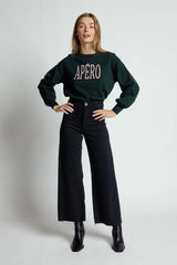 Classique Balloon Sleeve Knit Jumper - Emerald / Pink