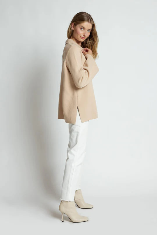 Kaleidoscope Zip Front Knit Jumper - Beige