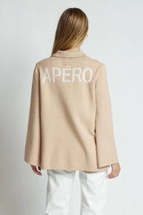 Kaleidoscope Zip Front Knit Jumper - Beige